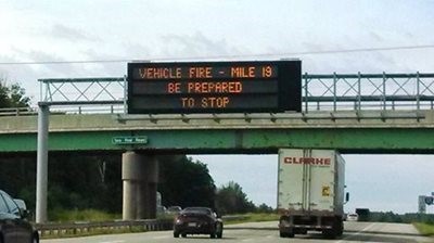 Variable message board on the Maine Turnpike