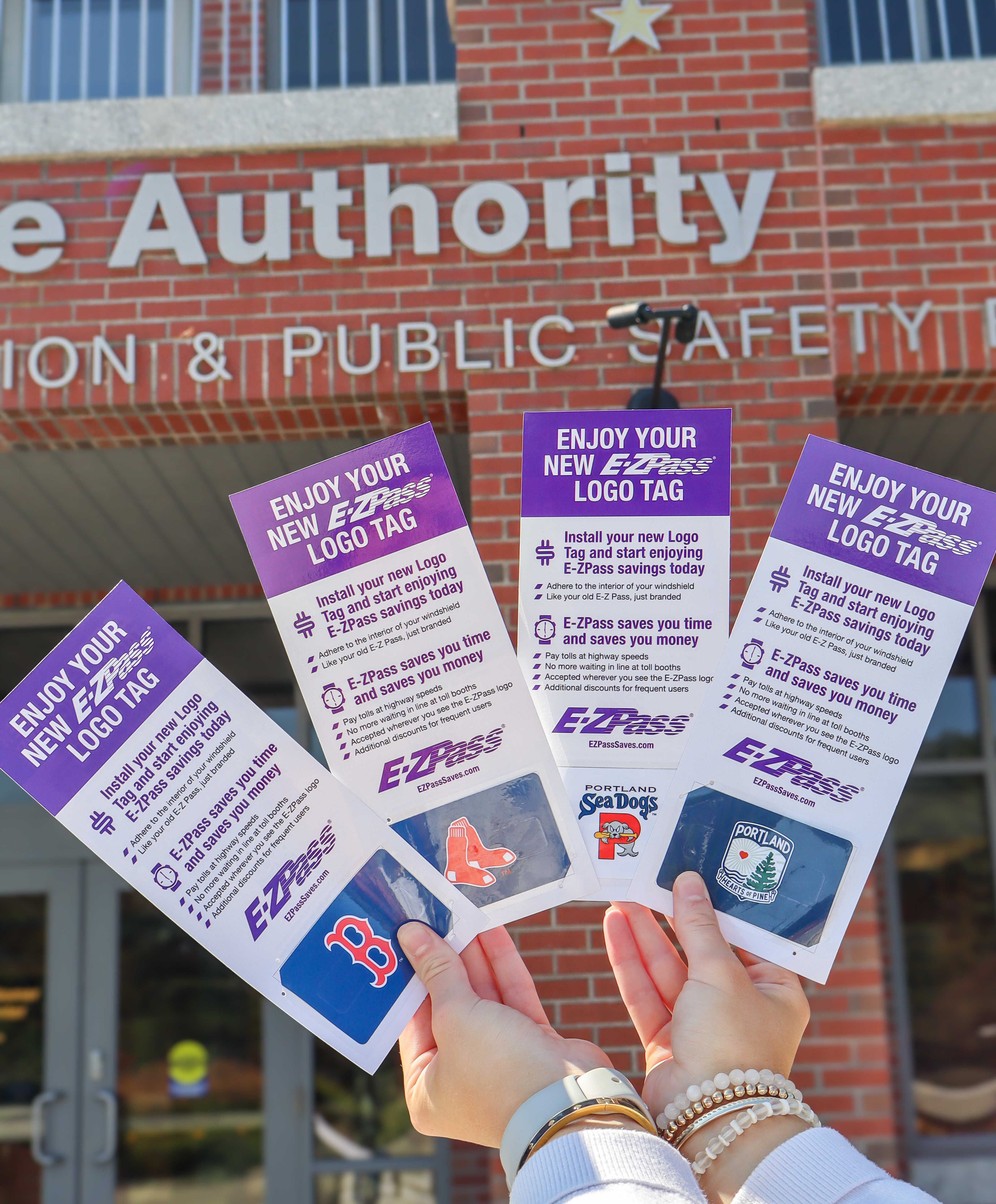 Drivers can now purchase a sticker tag featuring Portland Sea Dogs, Boston Red Sox or Portland Hearts of Pine. Picture of all four designs.